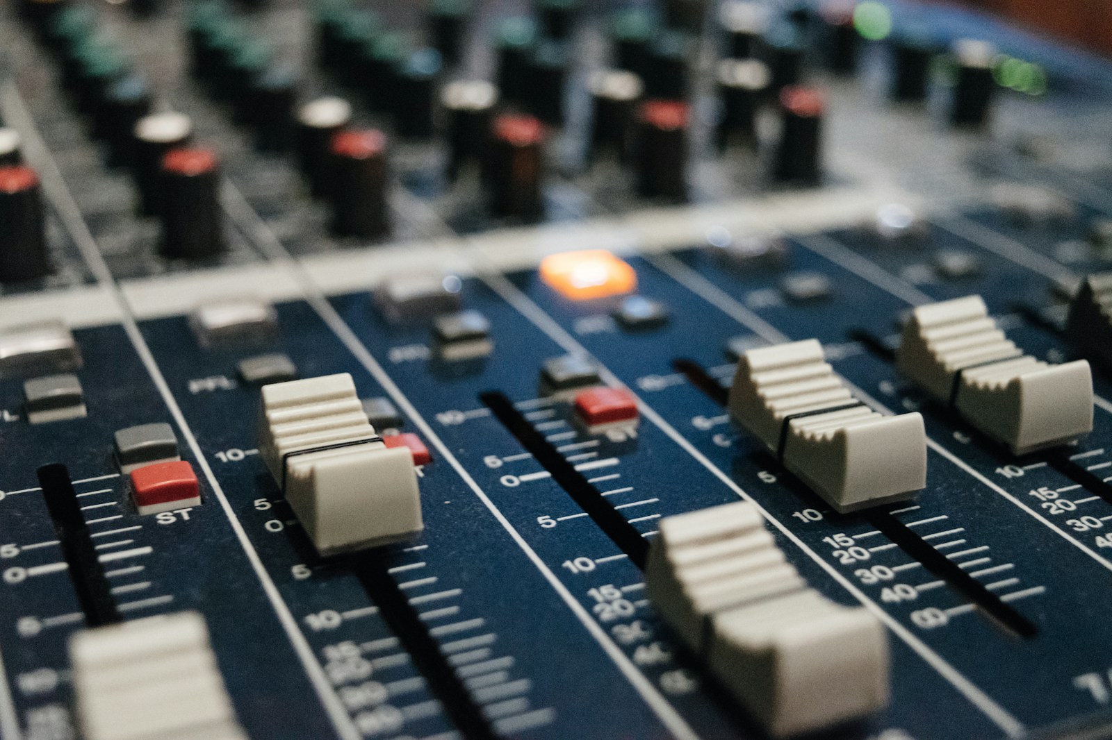 Close-up of an audio interface combo jack and line inputs showing different input types